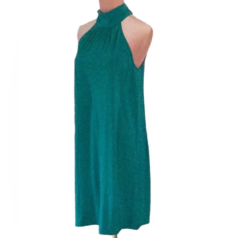 MICHAEL KORS SLEEVELESS HALTER MINI DRESS GREEN MEDIUM - Picture 8 of 10